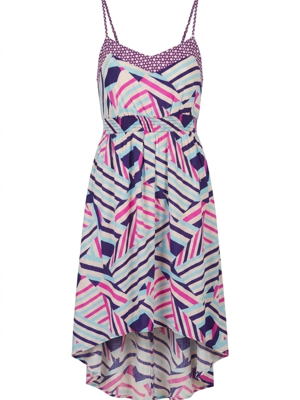 Xhilaration Purple, Pink and White Striped High-Low Spaghetti Strap Dress